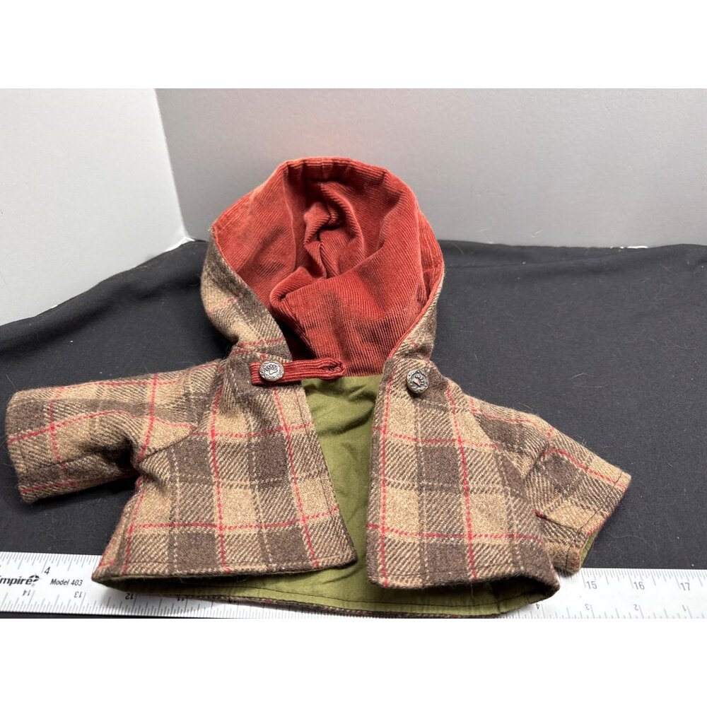 Boyd’s Bear Plush Doll Jacket With Paw Button Accents Brown Red & Green